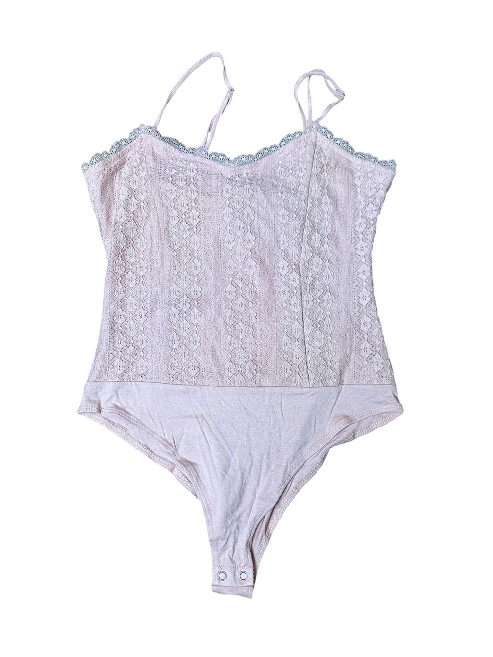 Forever 21 Lace Trim Muted Pink Bodysuit Camisole Size L NWT